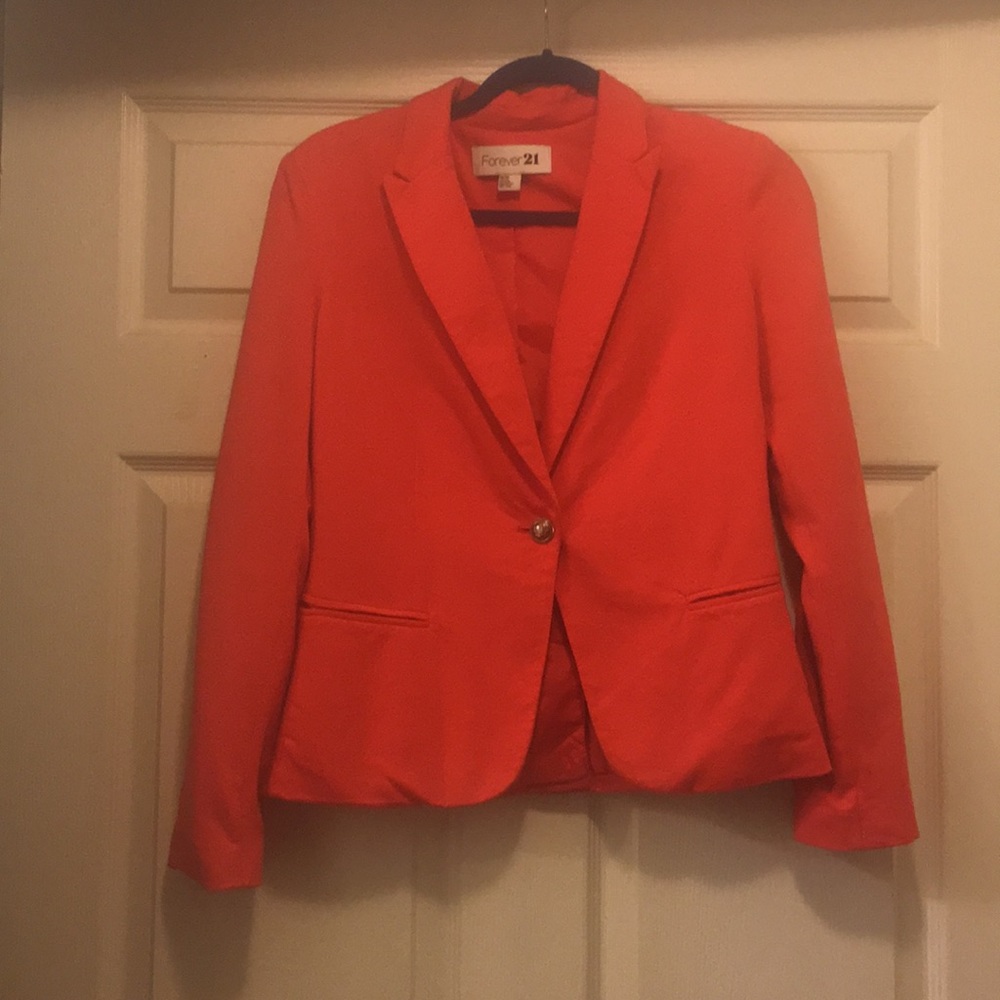 Forever 21 Orange blazer with a cute button detail
